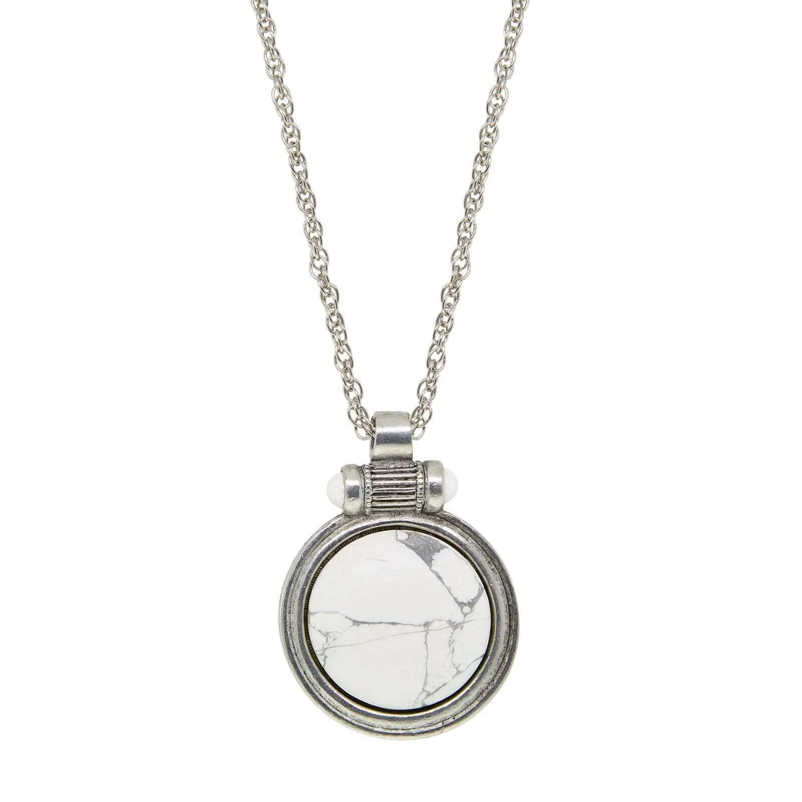 2028 Jewelry White Howlite Gemstone Pendant Necklace 28" 1928 Jewelry