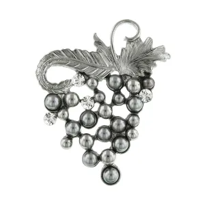 2028 Jewelry Winery Grey Faux Pearl and Crystal Grape Cluster Pin 1928 Jewelry
