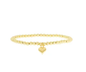 3mm Beaded Ball Bracelet with Heart Charm