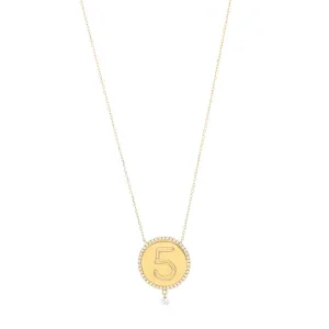 5 Medallion 18K Gold Necklace w. Diamonds