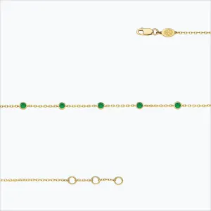 5 Stone 18K Gold Bracelet w. Tsavorite