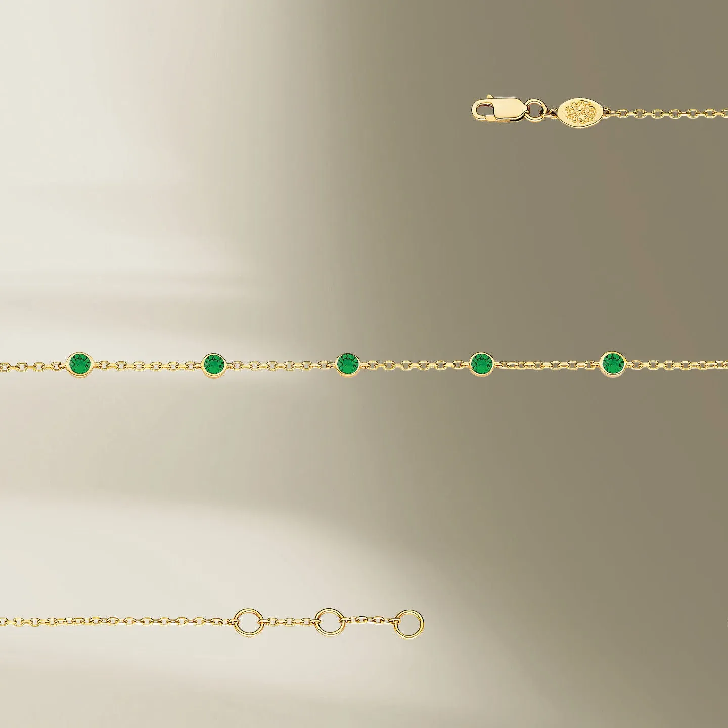 5 Stone 18K Gold Bracelet w. Tsavorite