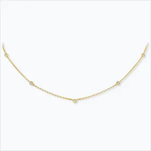 5 Stone 18K Gold Necklace w. Diamonds