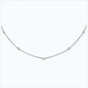 5 Stone 18K White Gold Necklace w. Diamonds