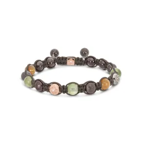 8mm  Braided 18K Rosegold Bracelet w. Moonstone, Sapphire & Diamondss