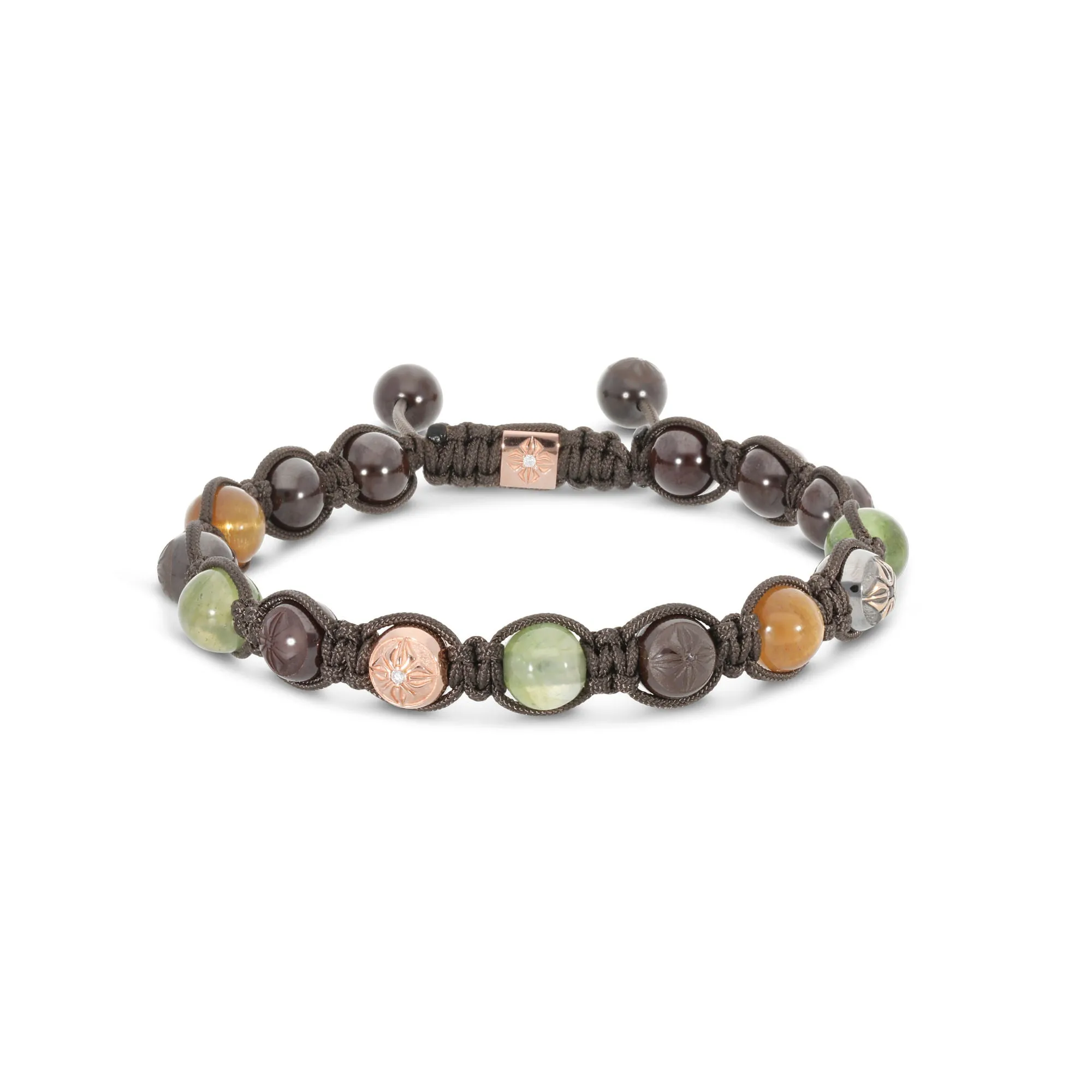 8mm  Braided 18K Rosegold Bracelet w. Moonstone, Sapphire & Diamondss