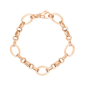 9ct Rose Gold Double Link Handmade Bracelet