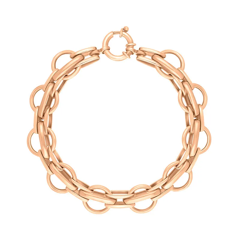 9ct Rose Gold Round Link Handmade Bracelet
