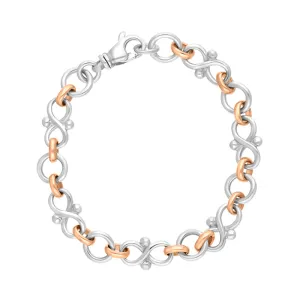 9ct Rose Gold Sterling Silver Infinity Link Handmade Bracelet