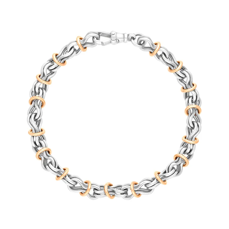 9ct Rose Gold Sterling Silver Multi Link Handmade Bracelet