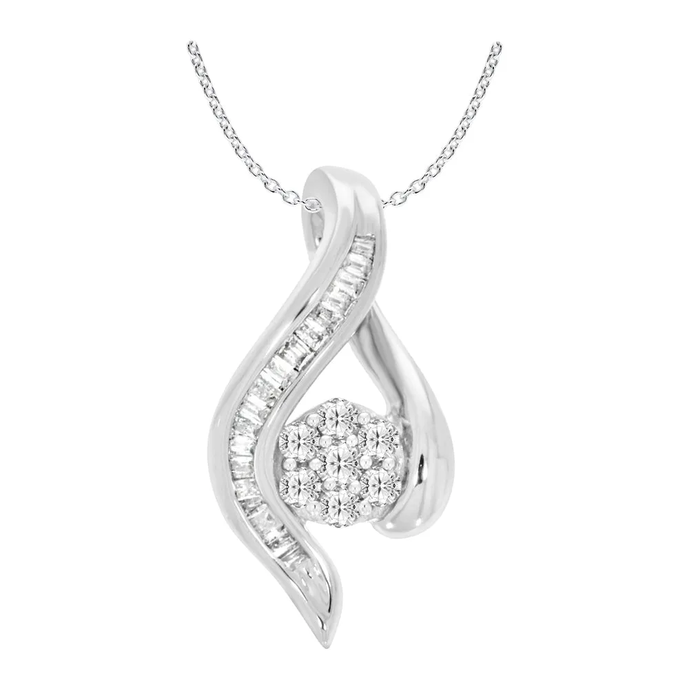 9ct White Gold Dazzling 1/4 Carat Diamond Pendant With Chain Shiels