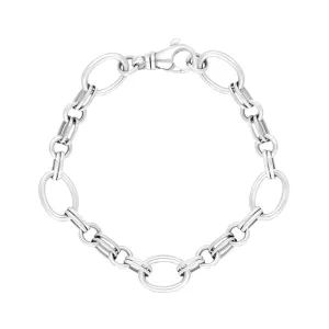 9ct White Gold Double Link Handmade Bracelet