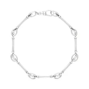 9ct White Gold Handmade Baton Link Bracelet