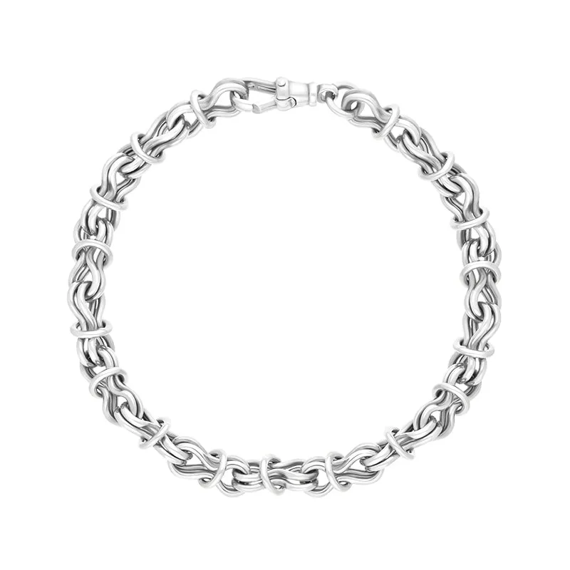 9ct White Gold Multi Link Handmade Bracelet