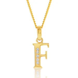 9ct Yellow Gold Initial F Zirconia Pendant Shiels