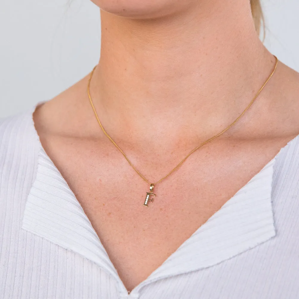 9ct Yellow Gold Initial F Zirconia Pendant Shiels