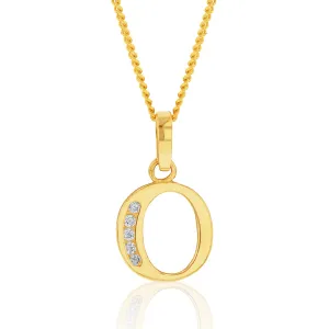 9ct Yellow Gold Initial O Zirconia Pendant Shiels