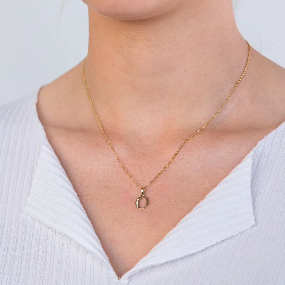 9ct Yellow Gold Initial O Zirconia Pendant Shiels