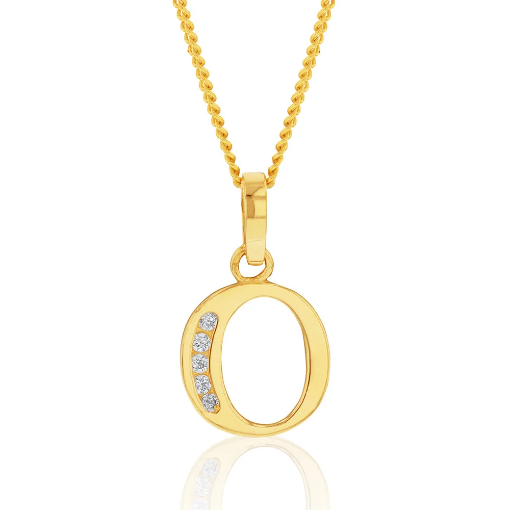 9ct Yellow Gold Initial O Zirconia Pendant Shiels