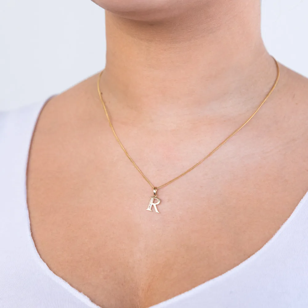 9ct Yellow Gold Initial R Zirconia Pendant Shiels