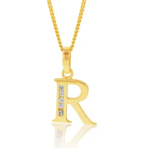 9ct Yellow Gold Initial R Zirconia Pendant Shiels
