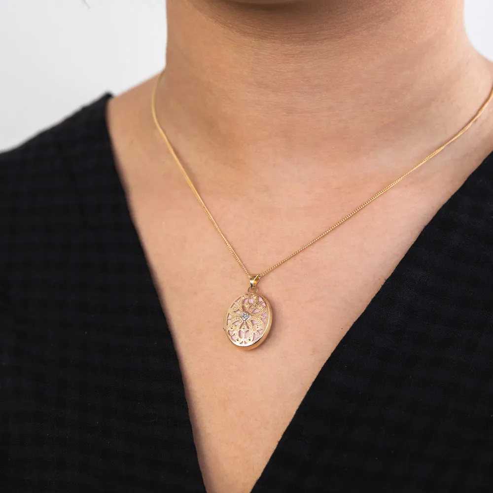 9ct Yellow Gold Oval Diamond Locket Pendant Shiels