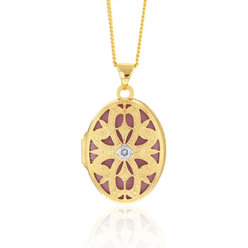 9ct Yellow Gold Oval Diamond Locket Pendant Shiels