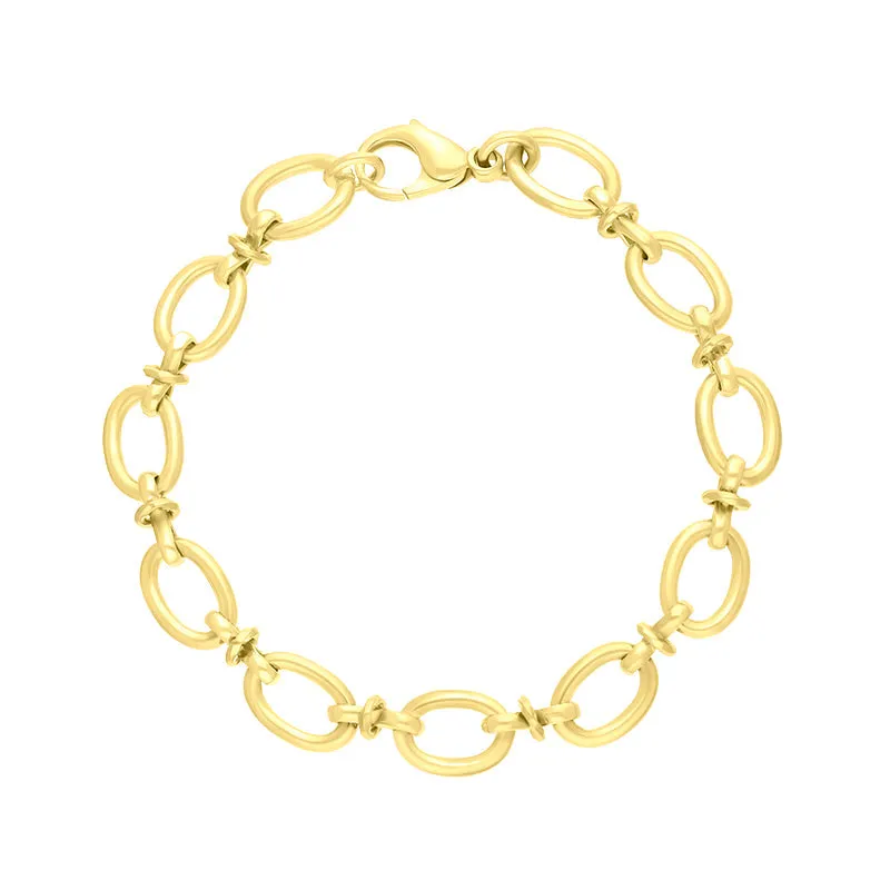 9ct Yellow Gold Oval Link Handmade Bracelet
