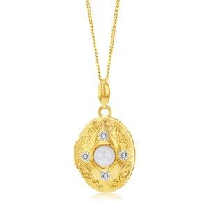 9ct Yellow Gold Oval Pearl And Diamond Locket Shiels