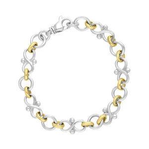 9ct Yellow Gold Sterling Silver Infinity Link Handmade Bracelet