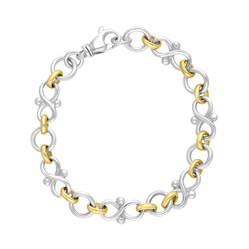 9ct Yellow Gold Sterling Silver Infinity Link Handmade Bracelet