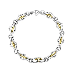 9ct Yellow Gold Sterling Silver Multi Link Cable Chain Bracelet