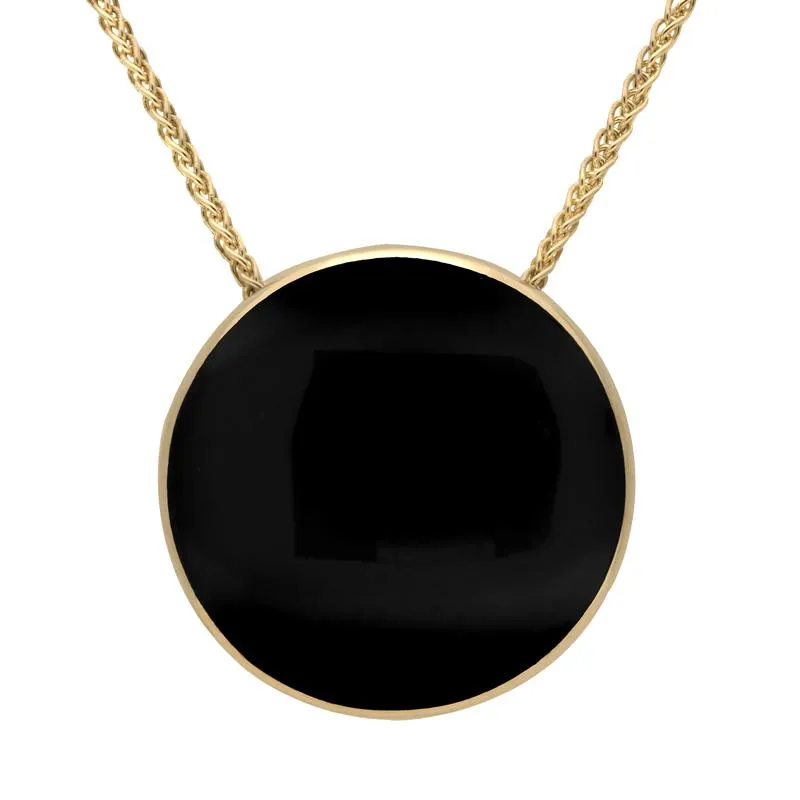 9ct Yellow Gold Whitby Jet 25mm Round Necklace