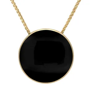 9ct Yellow Gold Whitby Jet 25mm Round Necklace