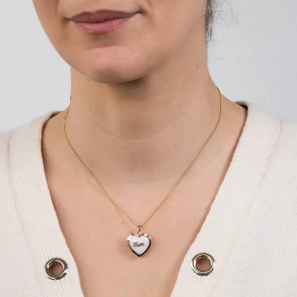 9ct Yellow Gold White Agate Mum Locket Shiels