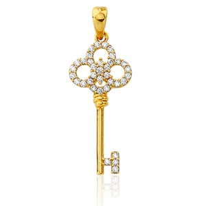9ct Yellow Gold Zirconia Key Pendant Shiels