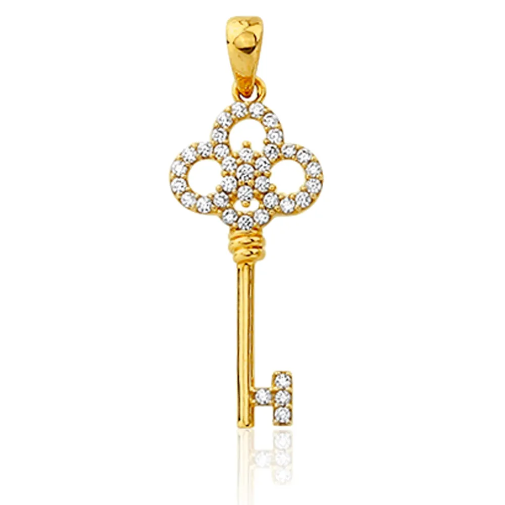 9ct Yellow Gold Zirconia Key Pendant Shiels