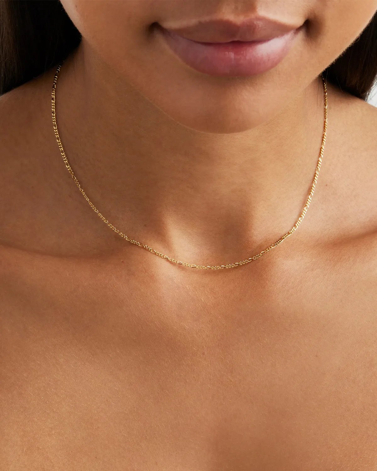 9k Solid Gold 18" Figaro Chain Necklace Bycharlotte