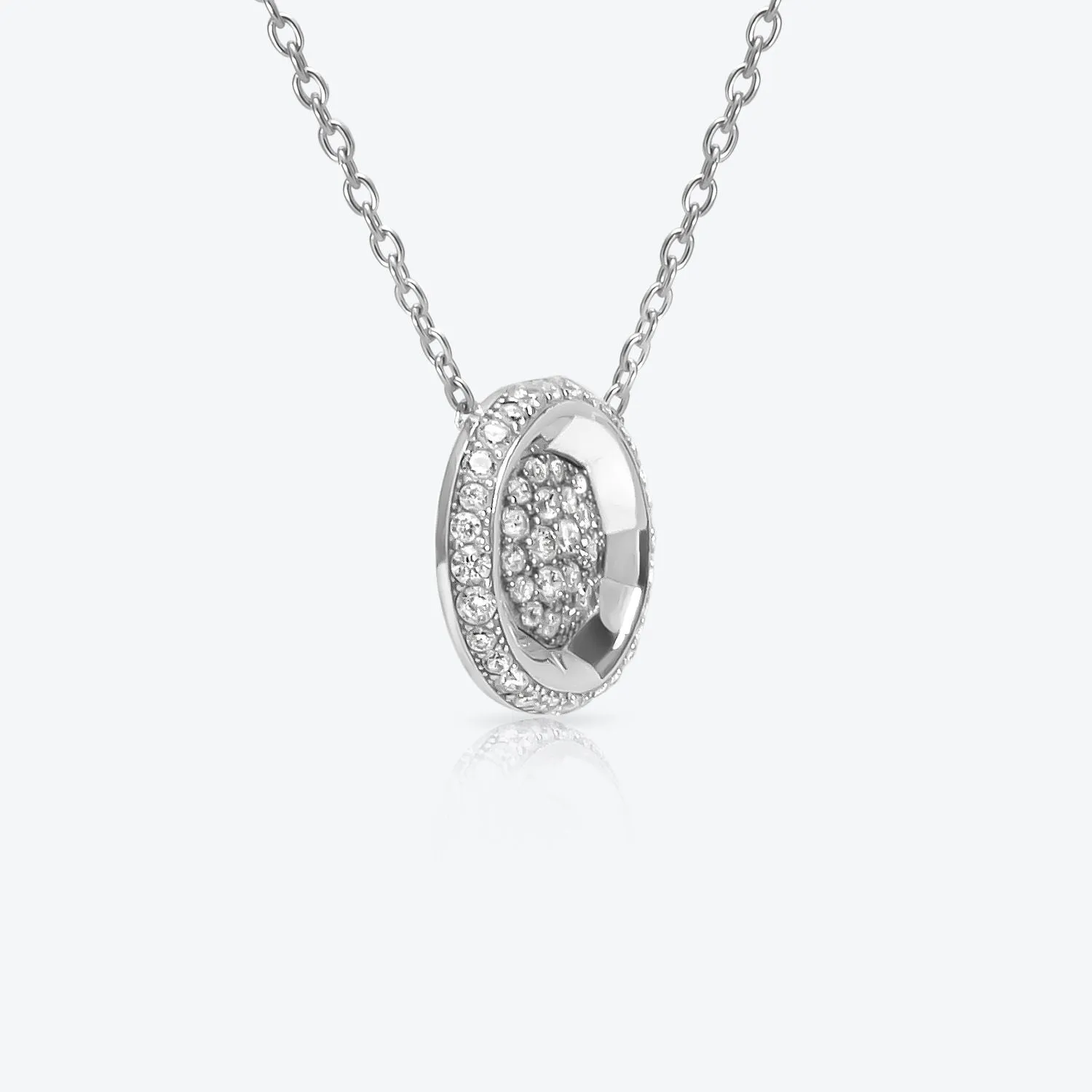 A. Sun Halo 18K White Gold Necklace w. Full Lab-Grown Diamond Pavé