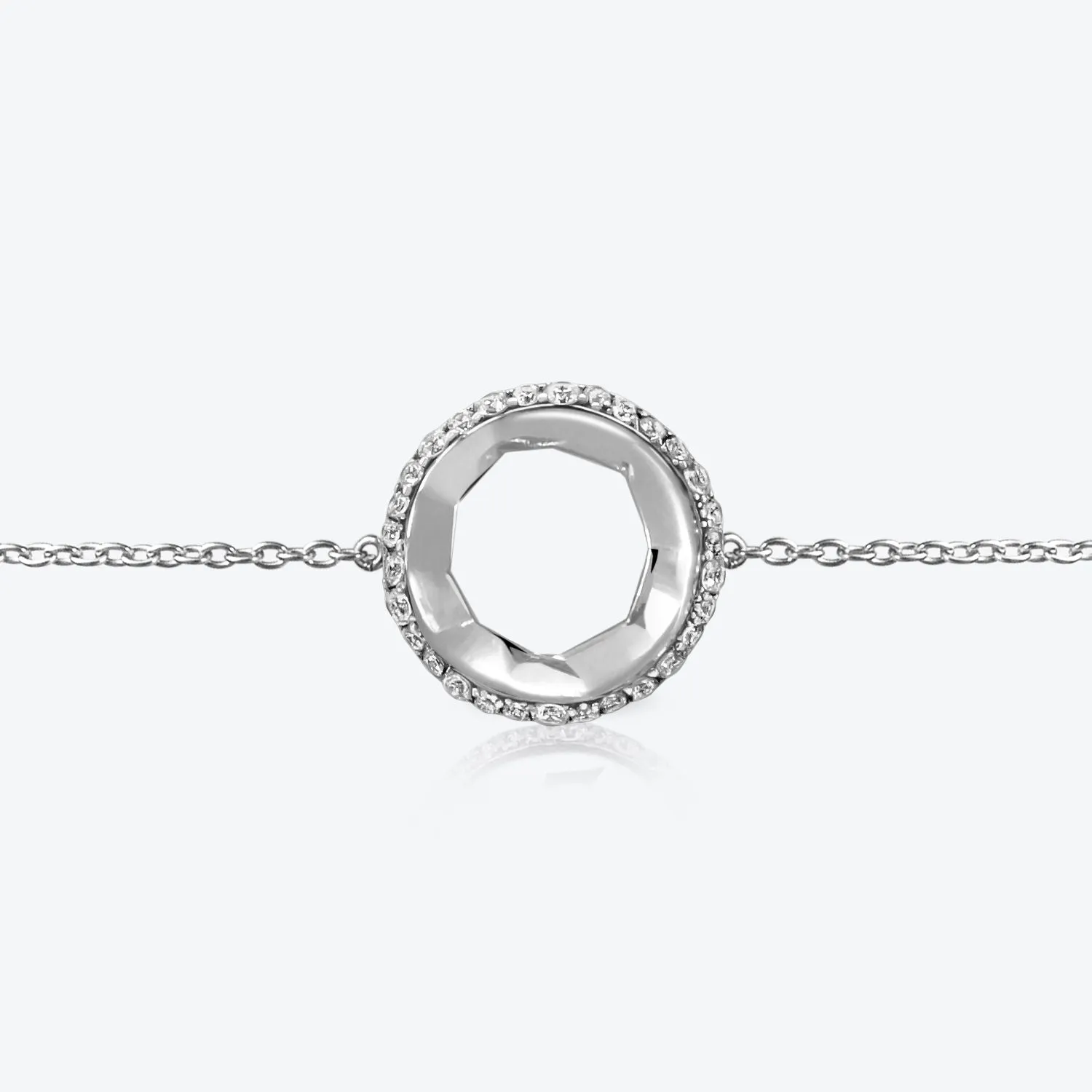 A. Sun Halo Aura 18K White Gold Bracelet w. Lab-Grown Diamond Pavé