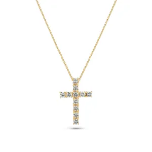 Alba Croce 14K Gold Necklace w. Lab-Grown Diamonds