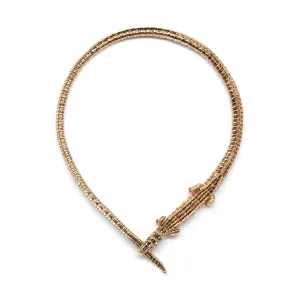 Alligator Wrap 18K Gold Necklace w. Tsavorite