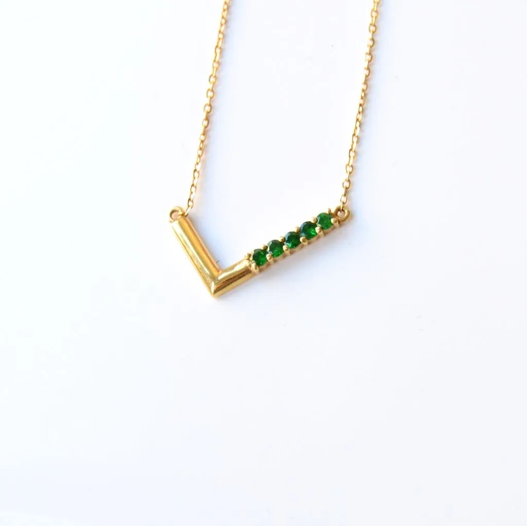 Anne 18K Gold Necklace w. Tsavorite