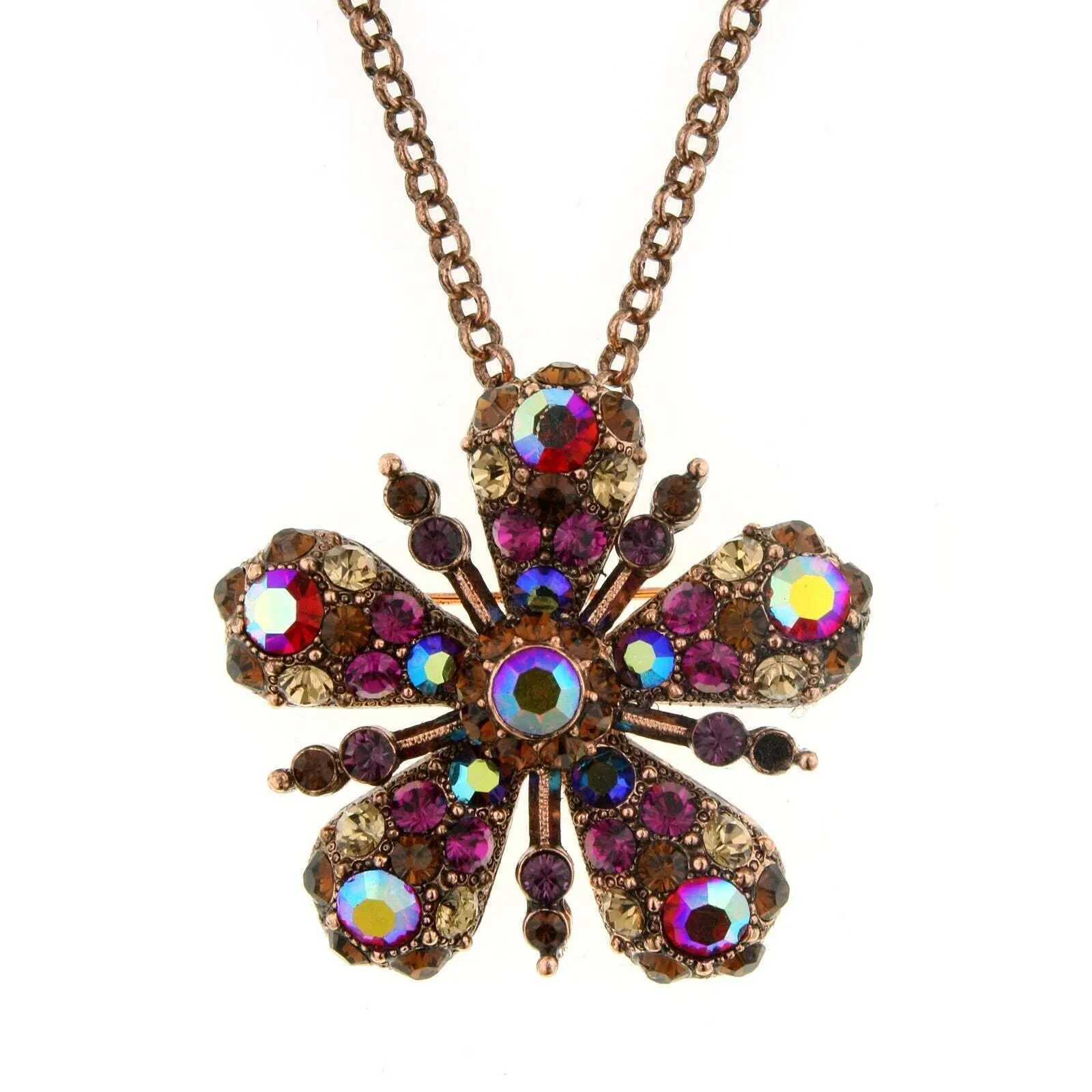 Antiquities Couture Ab Crystal With Austrian Pendant Necklace 16"   3" Extender 1928 Jewelry