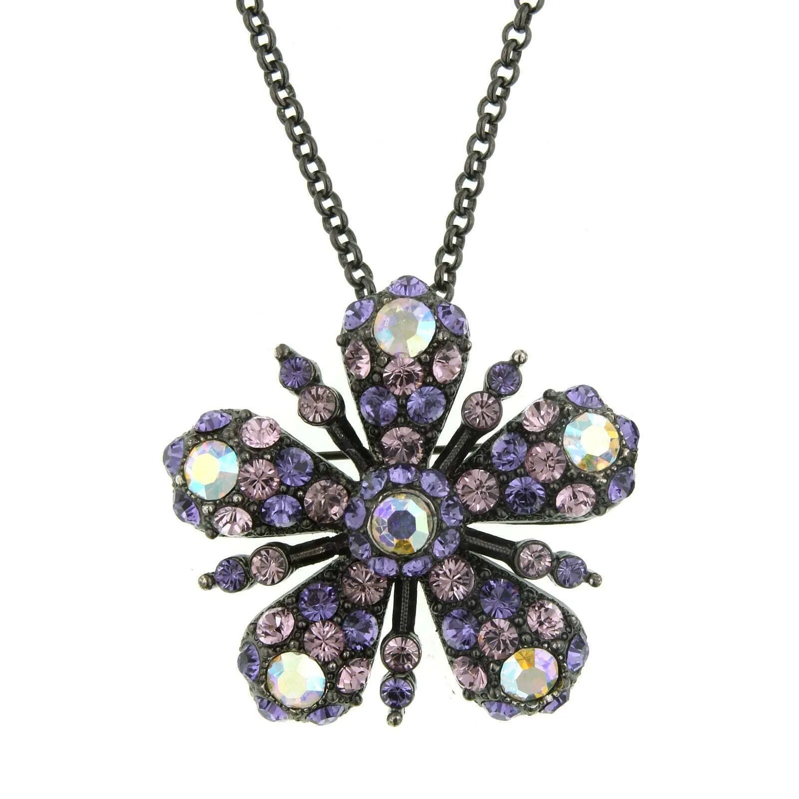 Antiquities Couture Ab Crystal With Austrian Pendant Necklace 16"   3" Extender 1928 Jewelry