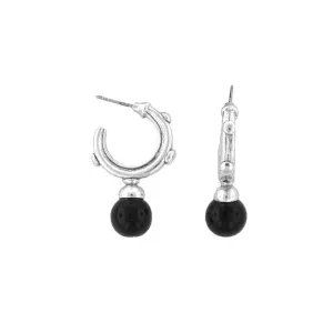 Antiquities Couture Black Drop Hoop Earrings 1928 Jewelry