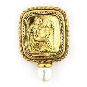 Antiquities Couture Classical Grecian Goddess Faux Pearl Pin 1928 Jewelry