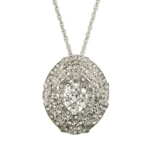 Antiquities Couture Deco Austrian Crystal Oval Pendant Necklace 16"   3" Extender 1928 Jewelry