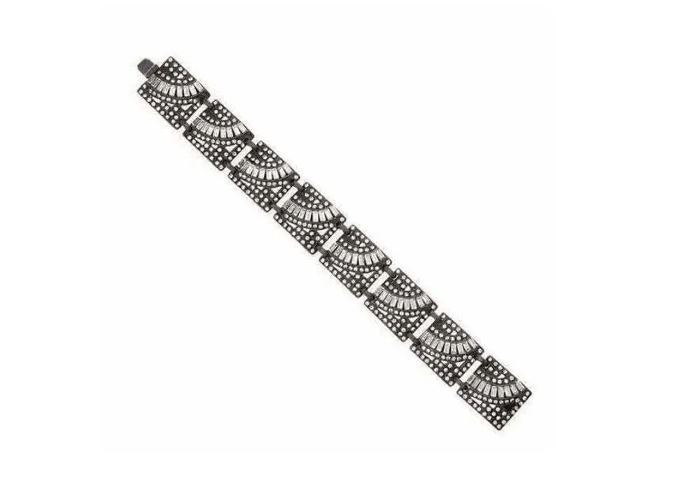 Antiquities Couture Deco Geo Crystal Black Bracelet 1928 Jewelry