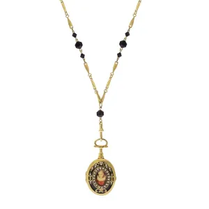 Antiquities Couture Elizabeth of France Rhinestone Swivel Locket Necklace 31" 1928 Jewelry